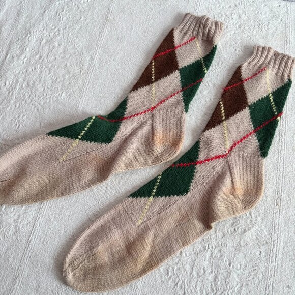 1940s 1950s Hand Knit Argyle Sweater & Matching Socks - Picture 10 of 14